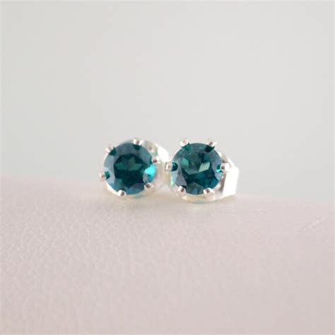 May Birthstone Earrings Stud Earrings Emerald by myfirstjewellery