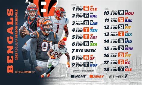 Cincinnati Bengals Printable Schedule 2023-24