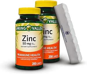 Amazon.com: Spring Valley, Zinc 50mg, Zinc Caplets Dietary Supplement, Zinc Supplements, 200 ...
