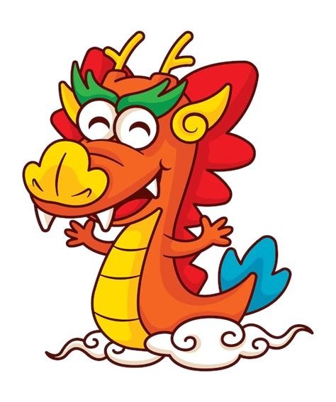 Premium Vector | Cartoon cute chinese dragon riding on oriental clouds ...