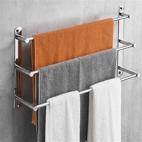 Towel Rack Holder, 304 Stainless Steel Wall Mounted Bathroom Towel Rail, 70 cm Long Multi ...