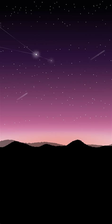 Star fall, night, sky, digital art, 1080x2160 wallpaper | Landscape ...