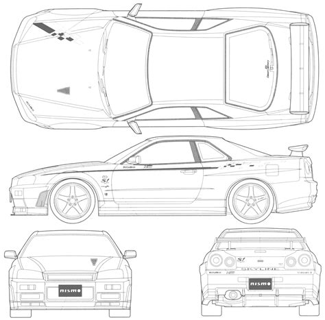 Nissan Skyline R34 GT-R Nismo 2001 Blueprint - Download free blueprint ...