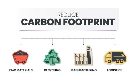 Reduce Carbon Footprint infographic has 4 steps to analyse such as raw ...