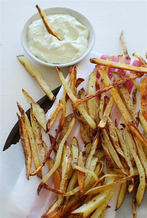 Baked French Fries with a Roasted Garlic Parmesan Dipping Sauce - Bev Cooks