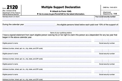 IRS Form 2120 Instructions - Multiple Support Declaration