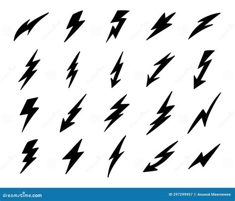 Thunder and Bolt Lighting Flash Vector Collection Set Stock Illustration - Illustration of ...