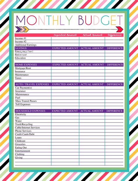 Free Printable Monthly Budget Worksheet | Budgeting worksheets, Budgeting, Monthly budget printable