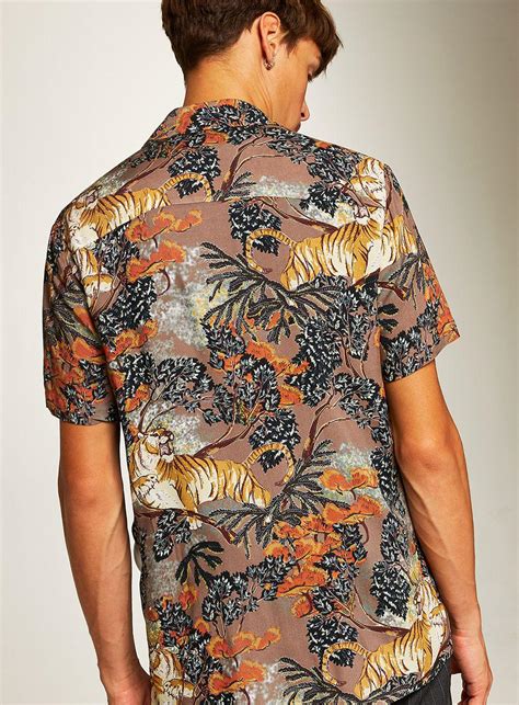 TOPMAN Synthetic Tiger Print Slim Shirt for Men - Lyst