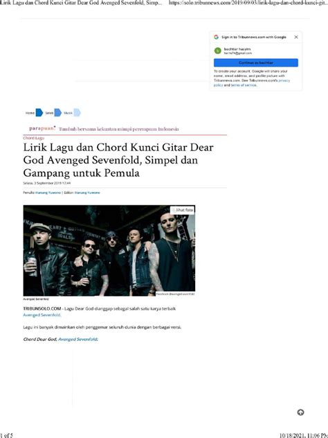 Lirik Lagu Dan Chord Kunci Gitar Dear God Avenged Sevenfold, Simpel Dan Gampang Untuk Pemula ...