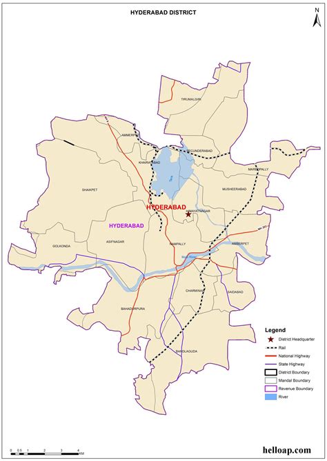 Hyderabad District New Map, Mandals, Revenue Divisions and Border Districts – 2016 – hello ap