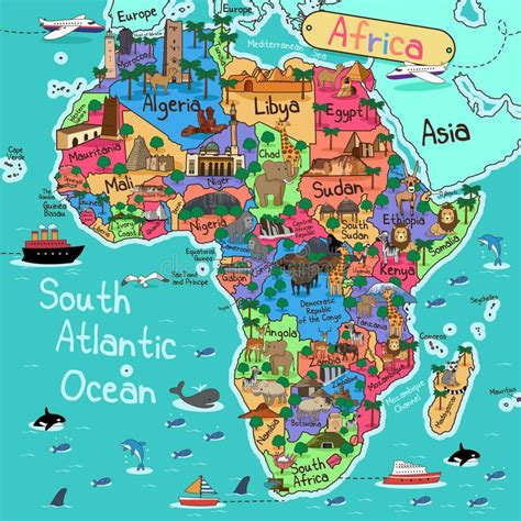 Africa Map stock vector. Illustration of wallpaper, geography - 65247227 | South africa map ...