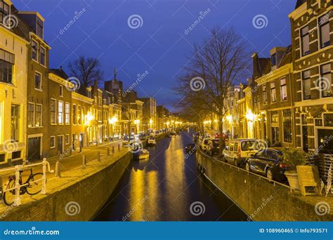 Cityscape of Haarlem Canal during the Blue Hour, Landscape Stock Image - Image of place, life ...