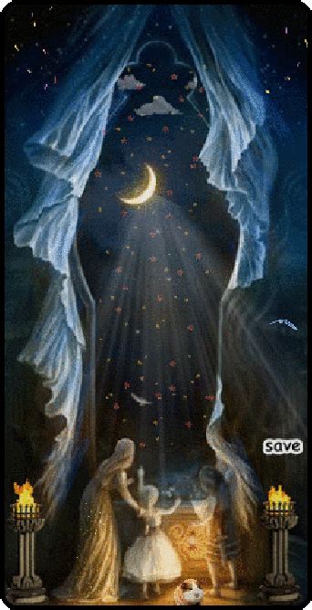 an image of the nativity scene with angels and stars in the sky above them