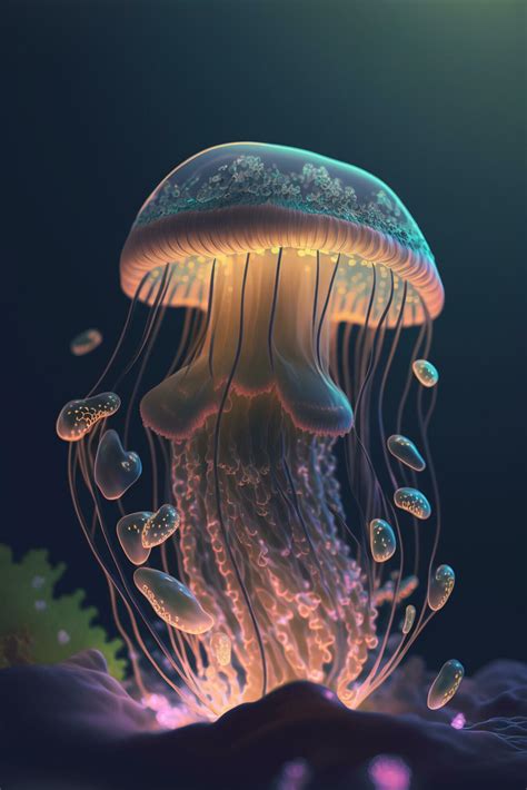 Glowing Deep-Sea Jellyfish A Radiant Beauty in the Darkness 24069510 ...