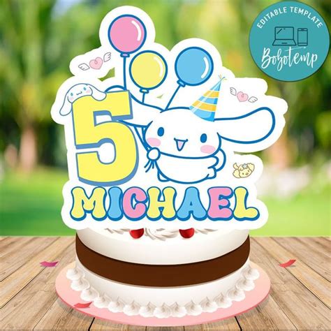 Cinnamoroll Birthday Cake Topper Template Printable | Bobotemp | Birthday cake toppers, Cake ...