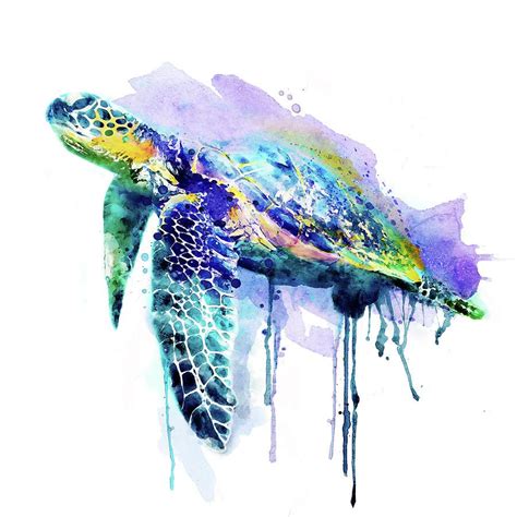 Watercolor Sea Turtle Mixed Media by Marian Voicu | Sea turtle painting, Sea turtle art, Sea ...