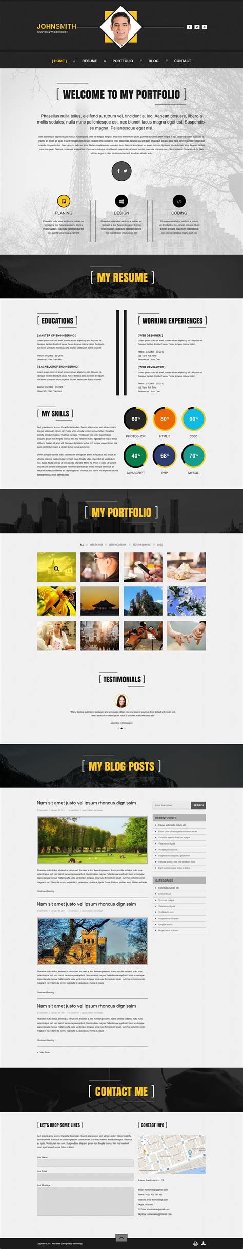 Single Page Portfolio Template | Portfolio templates, Portfolio, Templates