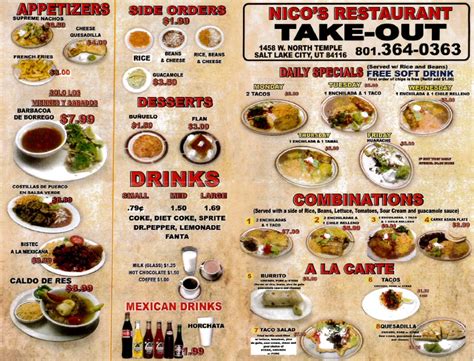 Nico’s Restaurant menu – SLC menu