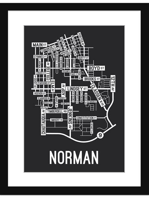 Norman, Oklahoma Street Map Print - School Street Posters