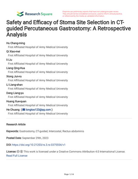 (PDF) Safety and Efficacy of Stoma Site Selection in CT-guided Percutaneous Gastrostomy: A ...