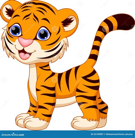 Cute tiger cartoon stock illustration. Illustration of comic - 43198987