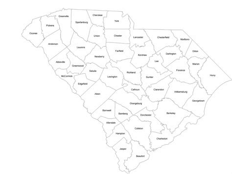 South Carolina Counties Map Printable