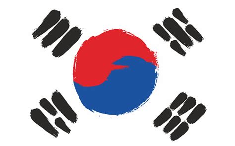 South Korea Flag Vector Hand Painted With Rounded Brush Stock ...