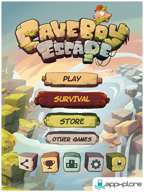 the game's menu for caveboy escape, which is available on the app store