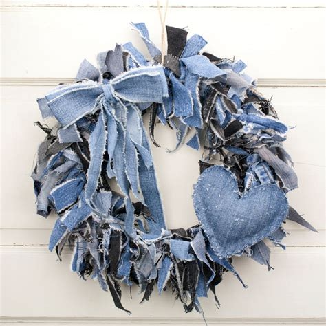 Denim Rag Wreath: Recycled Mix Jean Wreath | orangedogcrafts.com