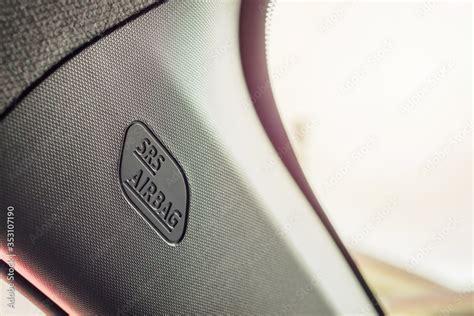 Safety side curtain airbag sign in new modern car Stock Photo | Adobe Stock