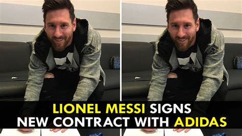 Lionel Messi signs new contract with Adidas - YouTube