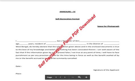 [.PDF] Self Declaration Form PDF Download | Letter Format