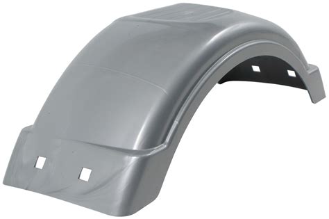 Single Axle Trailer Fender w Top Step - Style C - Silver Plastic - 8" - 12" Wheels - Qty 1 ...