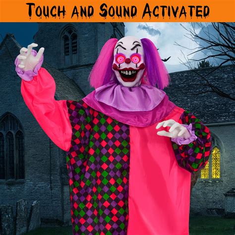 64" Halloween Clown Animatronics with Flashing Red Eyes & Moving Arm ...