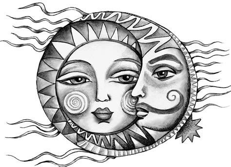 Sun And Moon Together Drawings