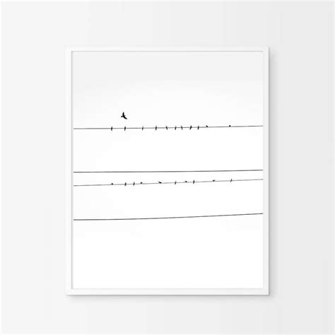 Bird on Wire Print Birds Print Minimalist Poster Printable | Etsy