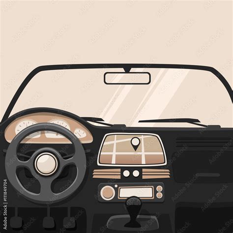 Vehicle interior. Inside car. Vector cartoon illustration Stock Vector | Adobe Stock