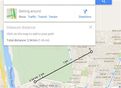 Measure Straight line distance in Google Map