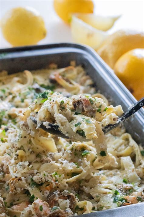 Seafood Pasta Casserole with White Wine - always use butter