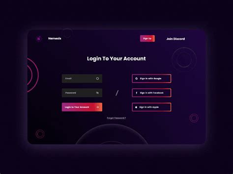 Login Page Web design for Nemesis Brand by Aromal Jose Baby on Dribbble