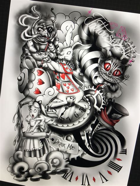 evil alice in wonderland tattoo designs - lineartdrawingsgirlwallpaper