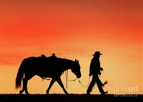 Cowgirl Walking Her Horse In Silhouette by Vicki Jauron, Babylon And Beyond Photography