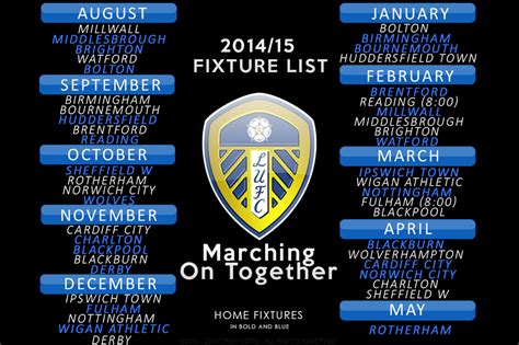 2014-15 Fixture List For Leeds United. by TReviDesigns on DeviantArt