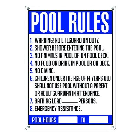 Swimming Pool Rules Printable