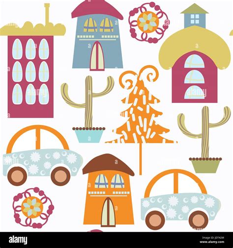 Cute colorful abstract city modern houses pattern. It is located in swatch menu Stock Vector ...