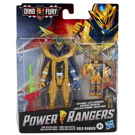 Power Rangers Dino Fury Dino Master Mode Gold Ranger 6-Inch Action Figure Toy with Dino Fury Key ...