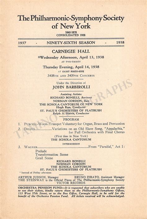 John Barbirolli Set of 5 Concert Programs 1938 – Tamino