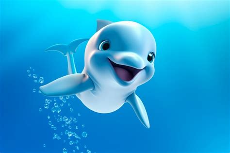 Free Photo | Cute cartoon dolphin smiling