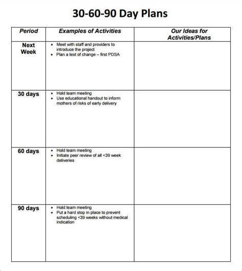 20 100 Day Plan Template Excel